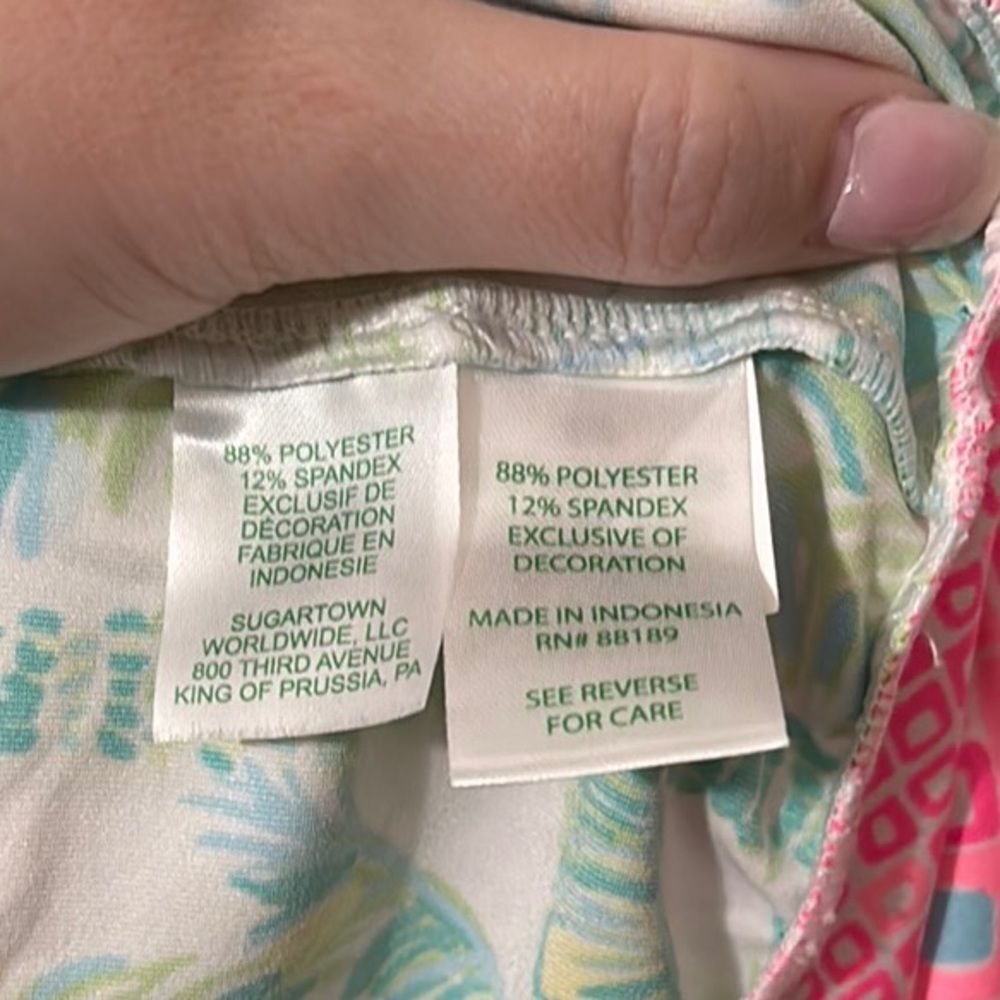 Lilly Pulitzer Tropical Green and Pink Halter / Tank Top - Picture 6 of 7